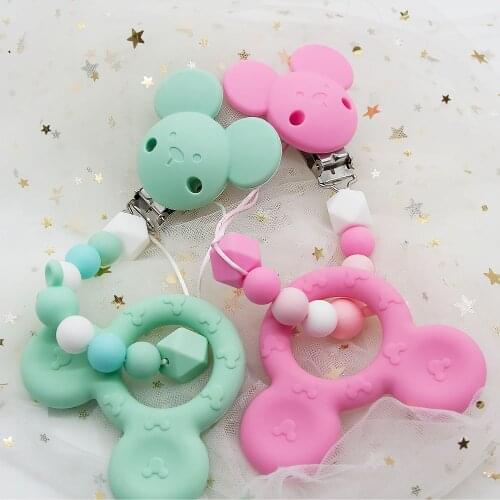 Cute-Idea 1Set Pacifier Chain Silicone Beads Teethers DIY Beads Baby Teething BPA Free Baby Shower Gifts