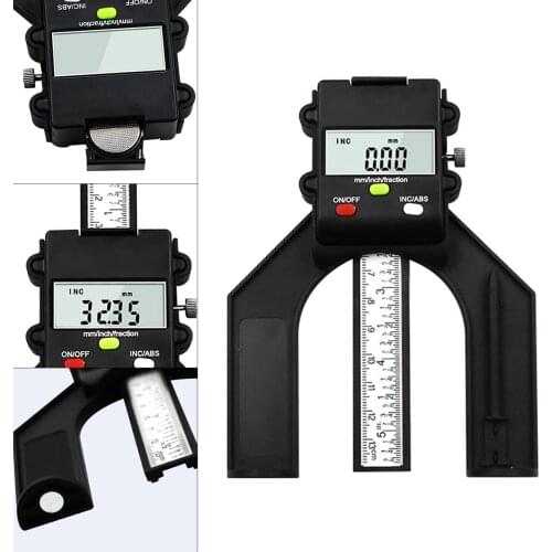 Digital Depth Gauge Digital Tread Depth Gauge LCD Magnetic Self Standing Aperture 80mm for Router Table Woodwork Measuring Tool