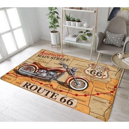 Historic Route 66 Motorcycle Travel Indoor Childrens Carpets Living Room Floor Cushion Kitchen Area Rug Bathroom Non-Slip Mat
