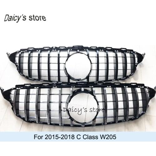 GT grille For W205 Front GTR Grill for M-B W205 c180 c200 c250 c300 c43 2015-2018 Grille without camera