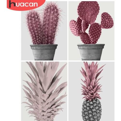 HUACAN Paint By Number Flowers Hand Painted Painting Art DIY Pictures By Numbers Plant Kits Drawing On Canvas Gift Home Decor