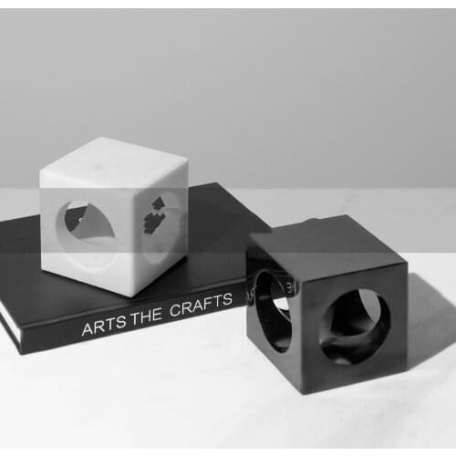 Nordic Home Tv Cabinet Black And White Square Round Hole Ceramic Decor Ornaments For New Home Living Room Office Desktop