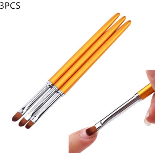 3PCS Nail Art Metal Handle Acrylic UV Gel Extension Builder Petal Flower Painting Drawing Brush Manicure Tools Nail Brushes