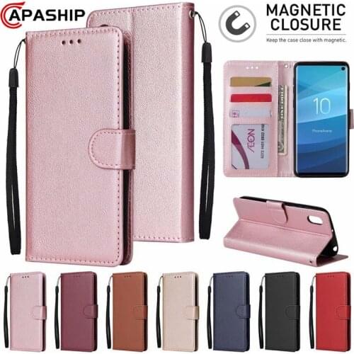 Plain Flip Leather Case For Huawei P8 P9 Lite 2017 P10 Plus P20 P30 P Smart Wallet Cover For Huawei Mate 10 20 30 Pro Cases Bags