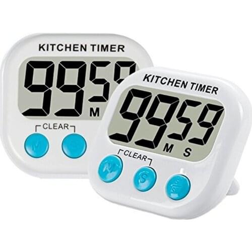 Magnetic LCD Digital Kitchen Countdown Timer Alarm with Stand White Kitchen Timing Device Practical Cooking Keyer Alertor Clock