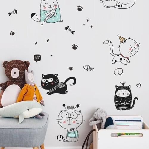Cute Cats Wall Sticker Nursery Decor Diy Fridge Sticker For Kitchen Cupboard Poster Headboard Bedroom Decoration House Vinyl Art