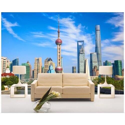 Custom mural 3d photo wallpaper Shanghai architectural oriental pearl scenery home decor living room wallpaper for wall 3 d