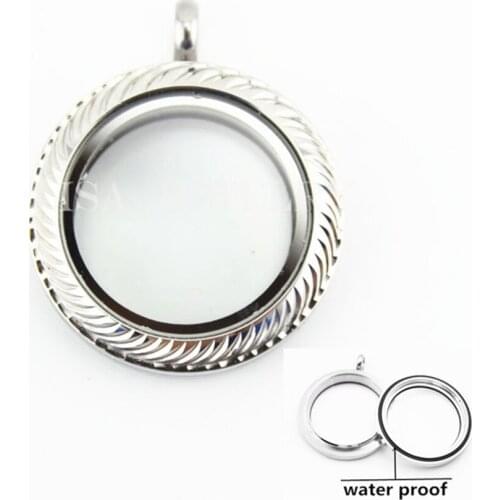 New Design 30mm Waterproof Graven Silver-plated Floating Locket,316L Stainless Steel Twist Memory Glass Lockets Pendant