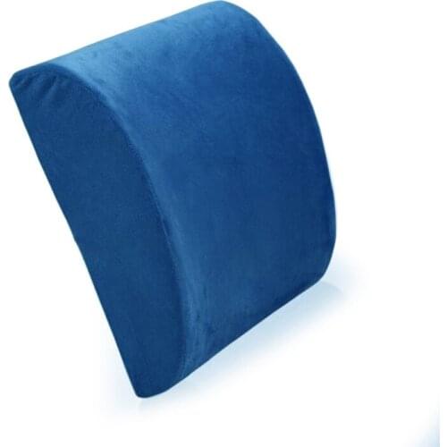 Short Plush Fabric Back Pillow Lumbar Support Memory Foam Waist Pad Slow Rebound for Home Office Car Chair Relieve Pain Pillow