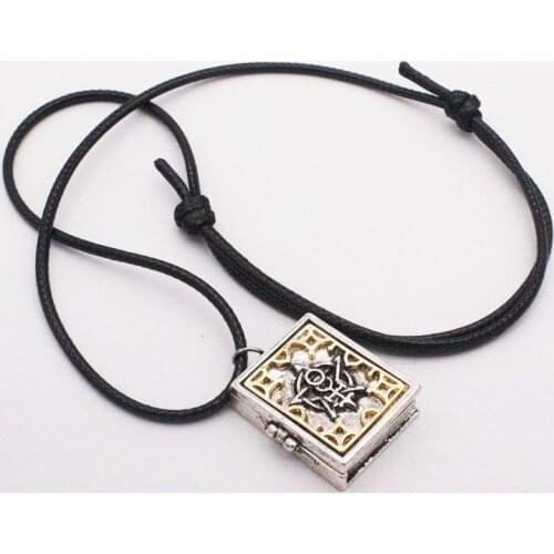 Vintage silver color gothic magic book hidden skull pendant broken skull limb adjustable necklace fashion jewelry