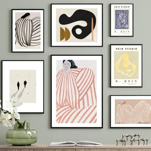 Nordic Posters And Prints Abstract Figure Lines Girl Curve Geometry Wall Art Canvas Painting Pictures For Living Room Home Decor