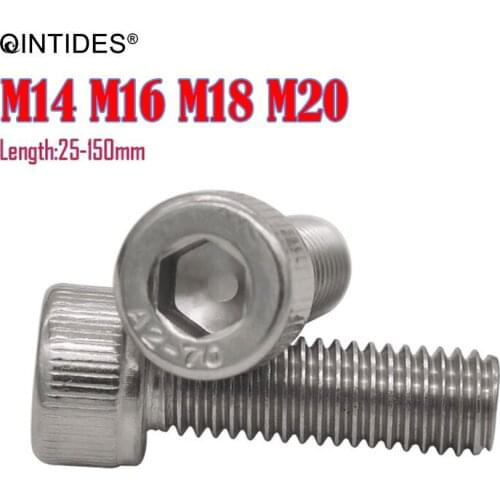 QINTIDES M16 M18 M20 Hexagon socket head cap screws 304 stainless steel hexagon screw DIN 912 hex screws