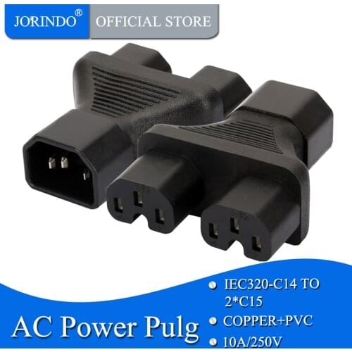 JORINDO IEC 320 C14 to 2*C15 Y splitter Power adapter C14 to 2xC15 Y Splitter IEC 320 C14 male to 2x C15 female adapter