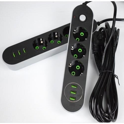 USB Power Strip Socket EU Plug 3 AC Charging 5M Power Cord Wall Charging Adapter Suitable For Robot Vacuum Cleaner Humidifier