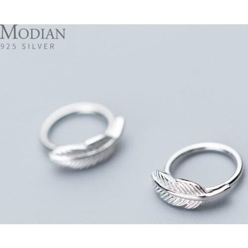 Modian Minimalist Fashion Design Tree Leaves Hoop Earrings for Women 925 Sterling Silver Round Design Fashion Jewelry Bijoux