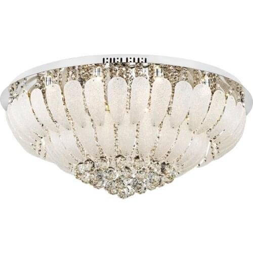 31.5" Luxury Diamond Crystal LED Living Room Ceiling Lamp Peacock Glass Stainless Steel Meeting Room Ceiling Chandelier Fixtures