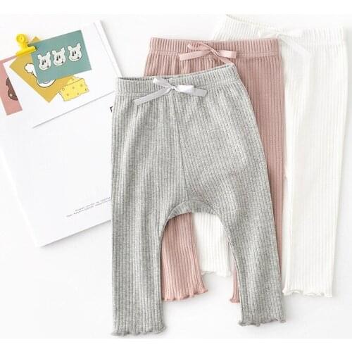 3pcs/set Spring Autumn Tight Leggings Toddler Girls Cotton Pants Infant Newborn Kids Knitted Skinny Pants For Babies 3 Color