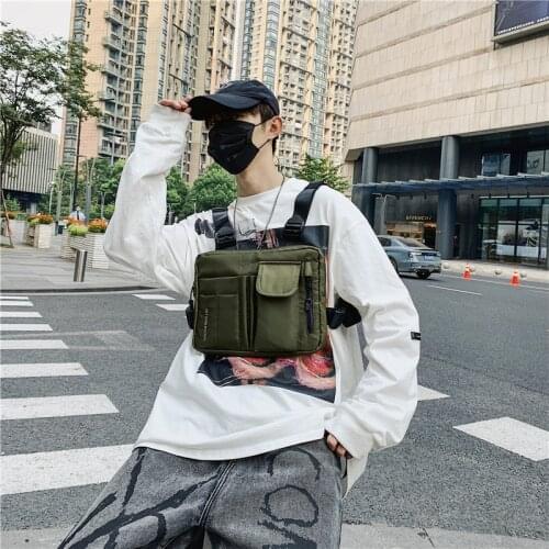 Vintage Hip Hop Tactical Functional Men Adjustable Shoulder Bag Streetwear Chest Vest Bags Package Streetwear Techwear Backpack