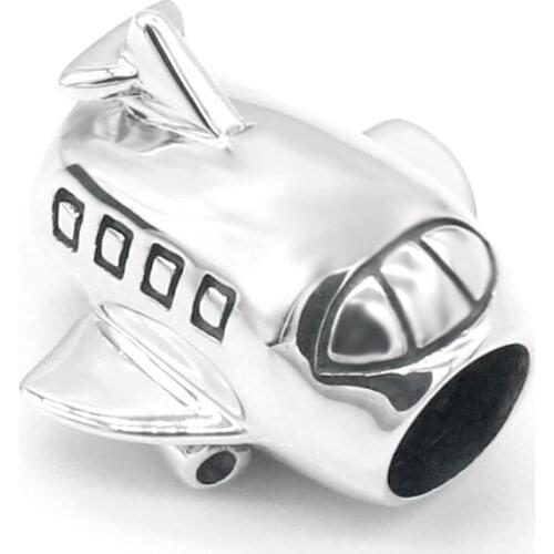 Vintage 925 Sterling Silver Airplane Bead Pendant for Pandora Bracelet Bracelet DIY