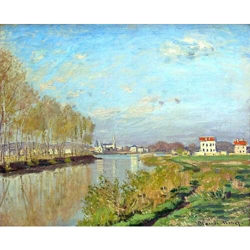 100% handmade Claude Monet Oil Painting Reproduction on Linen canvas,argenteuil-the-seine(1),museum quality,Free DHL or FeDeX