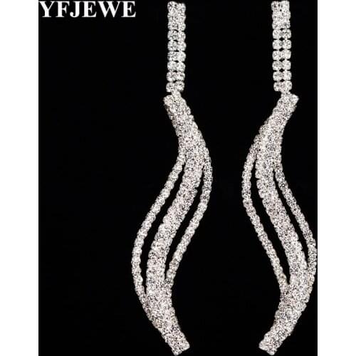 YFJEWE New Style Crystal Long Drop Earrings for Women Bridal Wedding Party Gift Accessories Jewelry Girls Christmas Gift E395