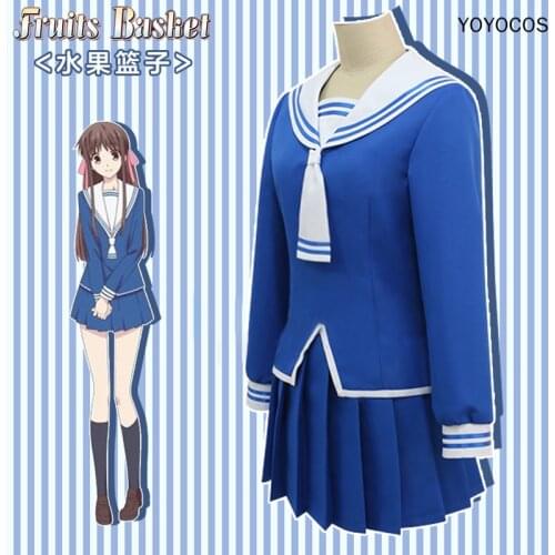YOYOCOS Fruit Basket Anime Honda Tohru Cosplay Costume Uniform JK Girl School Uniform Halloween Party Clothing Wholesale