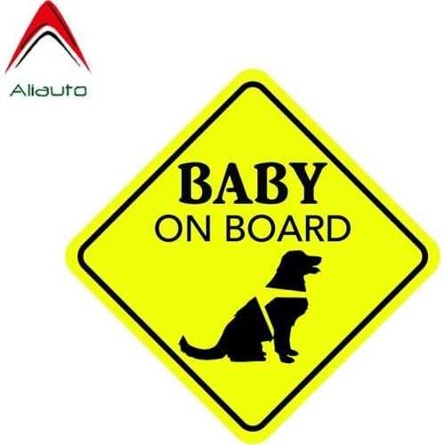Aliauto Funny Warning Car Sticker Baby on Board Rescue Dog Accessories Waterproof Sunscreen Cover Scratch Decal PVC,16cm*16cm