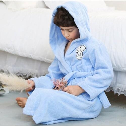 Winter Children Bath Robe Kids Cartoon Cotton Dressing Grows Boys Hooded Robes Sleepwear Thick Teenage Bathrobe Autumn Winter