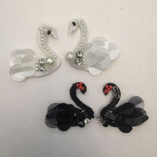 10 pairs Factory Mini Small Number Swan Bee Cloth Stickers Handmade Beaded Sequins Corsage Patch Clothing Accessories