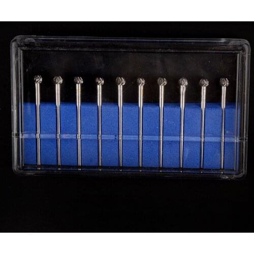 10 PCS Dental Lab Polishing Drills Assorted Tungsten Steel Carbide Burs D04 2.35MM