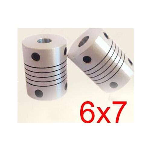 30pcs/lot 6x7 CNC Motor Jaw Shaft Coupler screw encoder 6mm to 7mm 6 to 7 Flexible Coupling 19mm OD 25mm length