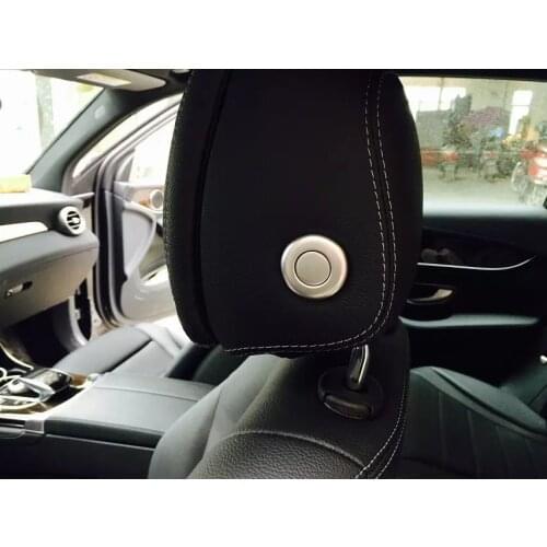 For Mercedes Benz GLC 2016 4PCS ABS Chrome Car Headrest Adjust Button Cover Trim Moldings Car Styling Accessories