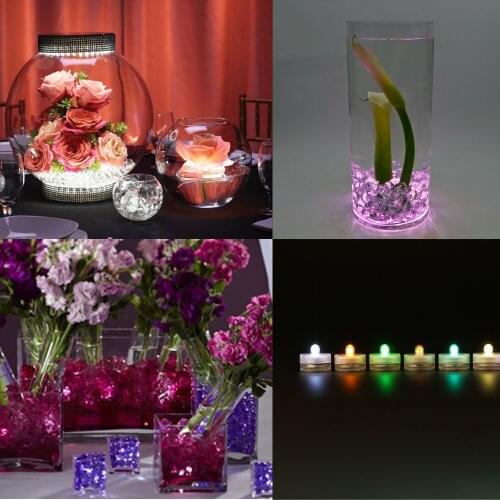 50pcs Wedding Centerpiece Under Vase Lighting 3CM Mini LED Submersible Candles Waterproof Underwater LED Tea Light with battery