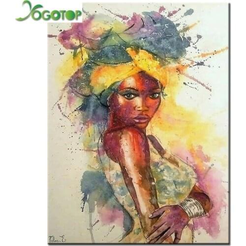 5d cross stitch watercolor girl Diy Diamond Painting photo custom Full drill 3d embroidery mosaic African woman Wall art YY1815