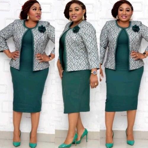 5XL 6XL Plus Size African Dress For Women 2 Piece Set Jacket Tops And Dress 2021 New Arrival Elegant Design Office Lady Suit