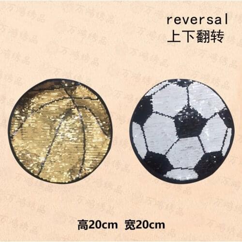 6pcs/lot Large Round Sequin Bead Embroidery Patches Clothing Strannger Things Football Basketball Applique Sewing Accessories