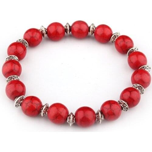 8mm red Punk multicolor Agate Chakra Healing Reiki Buddha Yoga Bracelet elastic adjustable Volcanic Stone Bangles yfh35