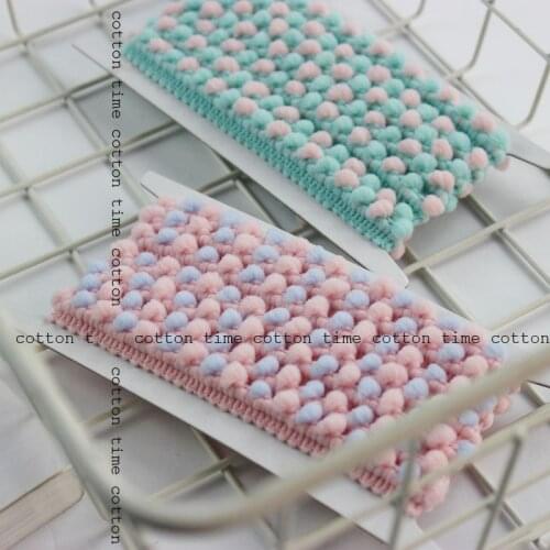 8yards Macar Ball Lace Mini Pom Pom trim mixed 0.5cm ball diameter 1.2cm wide tassel trim pom pom Ribbon sewing accesory