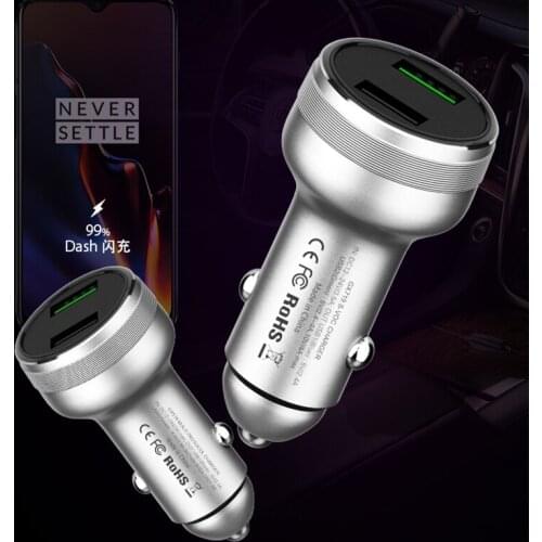 Dash Charge Metal Car Charger Dual USB For OnePlus 7 Pro 6T 6 7 7Pro Warp Charge Original One Plus Dash Type C Cable Fast