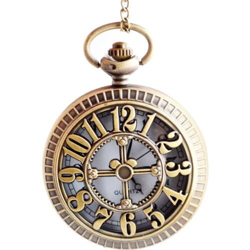 Classic Roman Numbers Engraving Hollow Out Watch Charm Display Round Dial Board Necklace Watch Clock Jewelry Gift For Men Women