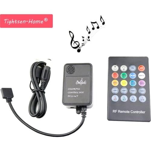 DC5-24V RGB Music controller 20Key RF remote Sound sensor USB RGB controller for 3 way LED Strip 5050 3528 2835 RGB LED Lamp 12V