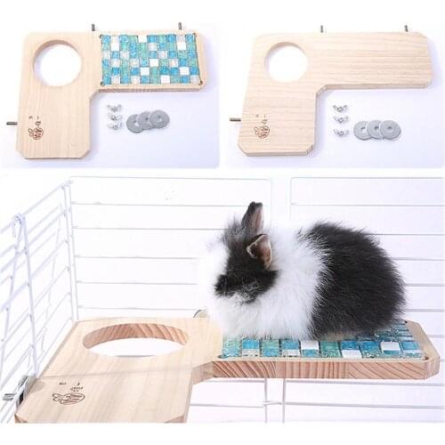 New Small Pet Wooden Pedal Double-Sided Jump Platform Rabbit Small Pet Crystal Stone Cooling Mat Pad Board Cage Nest Accessory