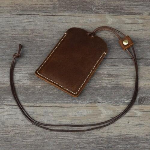 Business Card Holder Cowhide ID Card Holder Cotton Lanyard Bus Card Holder Desk Accessories Cards Cover Stationery Holder