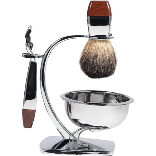 Mens Retro Manual Razor Set Razor Shaving Brush Shaving Brush Rack Portable For Travel Durable 5 Sets