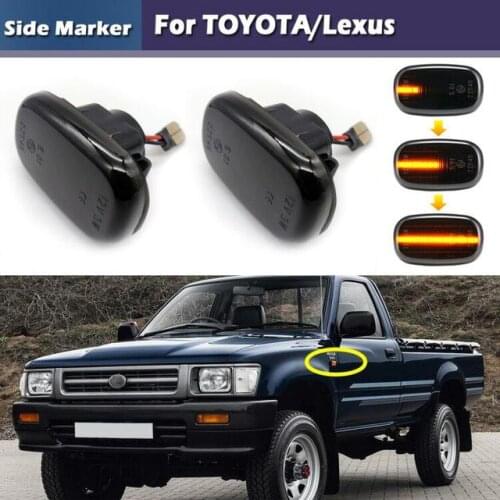 Smoke Lens Amber Dynamic LED Side Marker Turn Signal Lights For Toyota Hilux Corolla Carina Camry