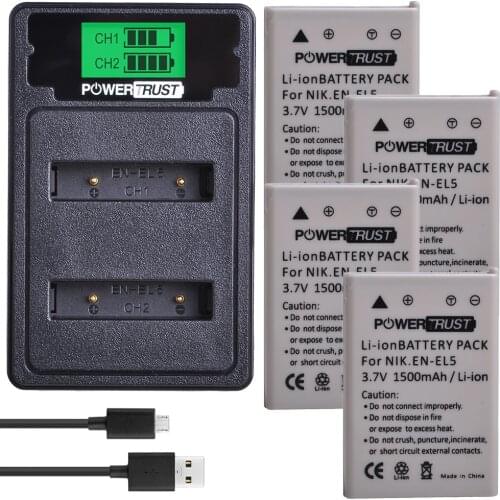 EN-EL5 ENEL5 Battery + LCD Dual USB Charger for NIKON Coolpix P530 P520 P510 P100 P500 P5000 P5100 P6000 3700 4200 Batteries