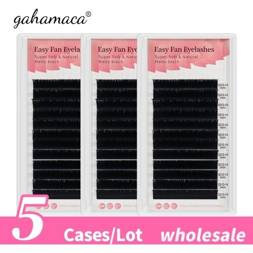 GAHAMACA 5Cases Easy Fanning Eyelash Extension Blooming Volume Eyelashes Self-making Fast Fans Bloom Lashes Extension False Lash