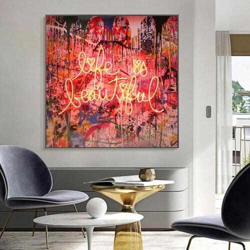 Street Grafitti Letter Art Canvas Posters Love Is Beautiful Painting Prints Wall Art Picture Living Room Home Wall Decor Cuadro