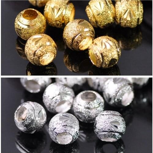 Gold Plated Color Round 8mm 10mm Hollow Matte Claw Carved Metal Brass Loose Spacer Beads lot for Jewelry Making DIY Crafts