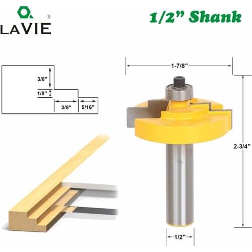 LAVIE 1pc 1/2" Shank Picture Frame Stepped Rabbet Molding Router Bit Carbide Tipped Milling Cutter for Wood Cutting Tool